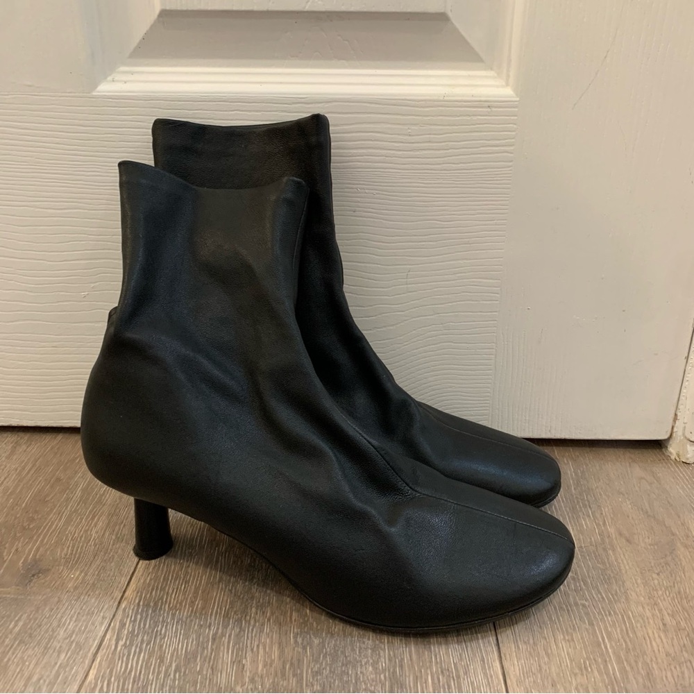 Cos Sock Boots Booties Kitten Heels Size Black Leather Sz EU 40